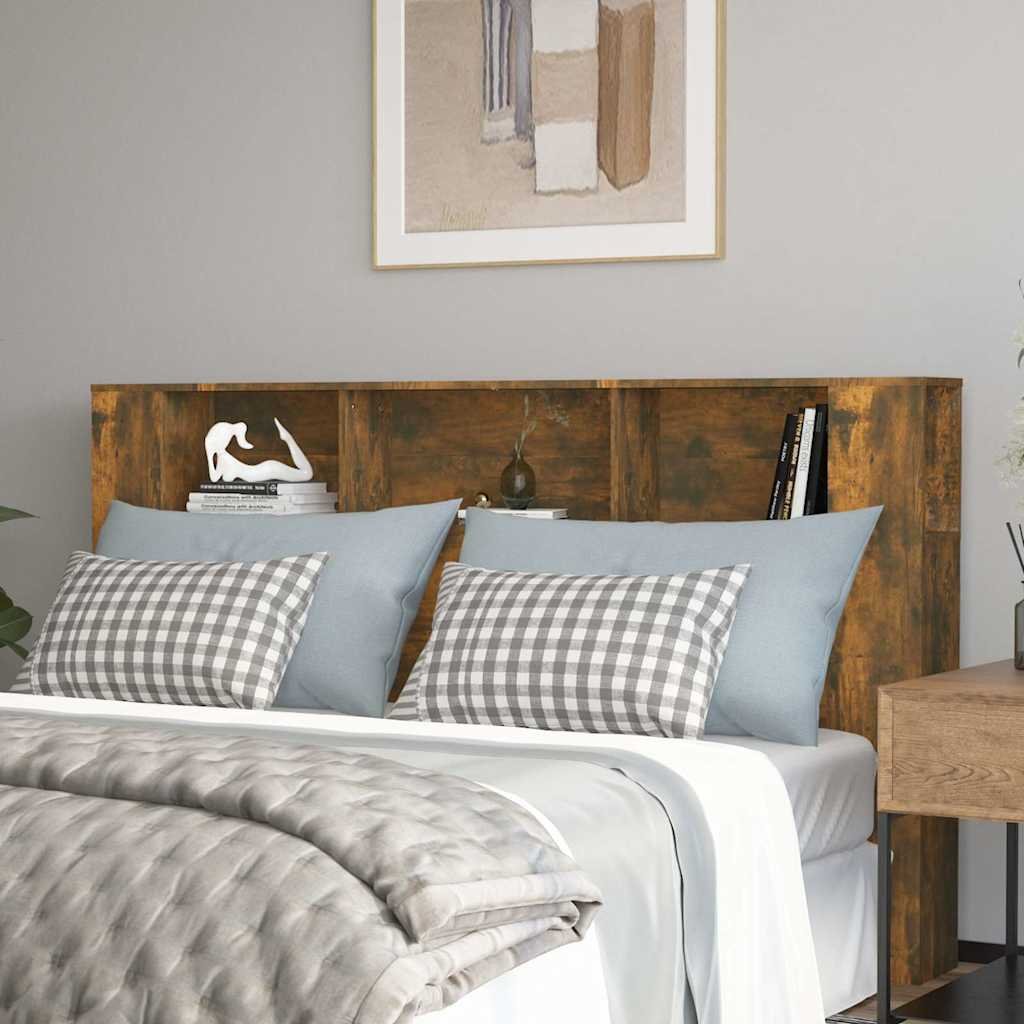 Walplus Engineered Wood Headboard Cabinet - Dark Oak - 180 x 18.5 x 104.5 cm