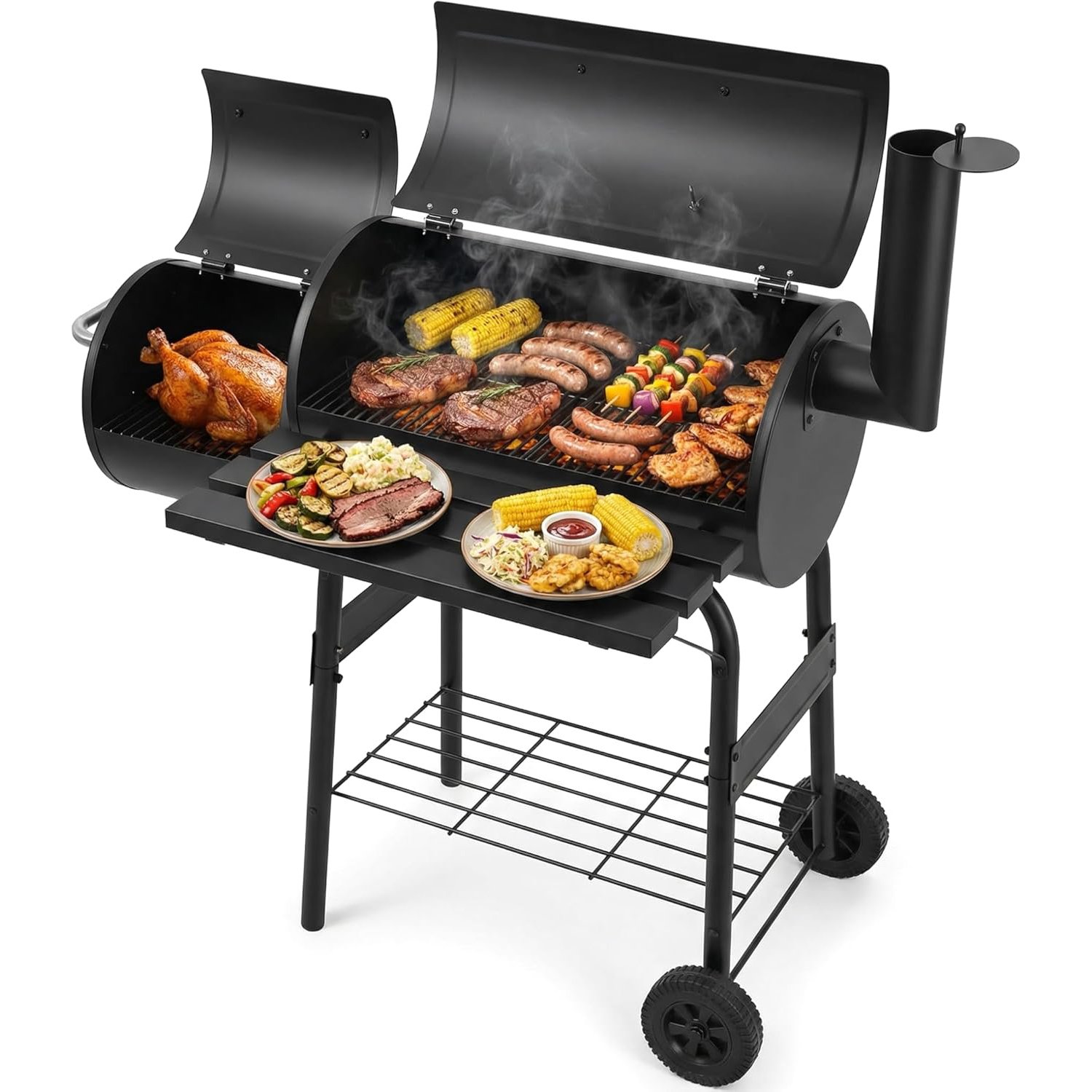 Vivo Technologies Charcoal Barrel BBQ Smoker Grill