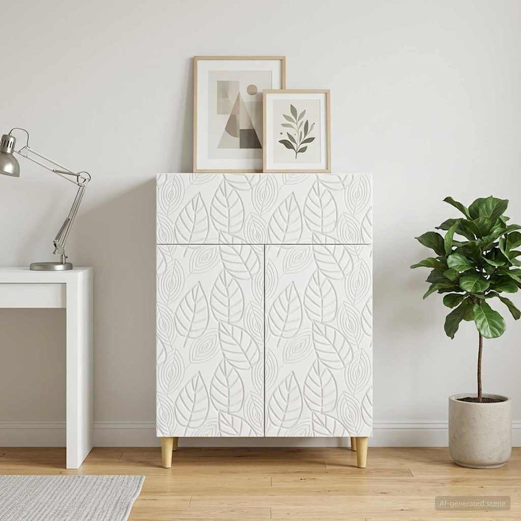 Walplus 1 Drawer Sideboard Engineered Wood - White - 66 x 34.5 x 90 cm