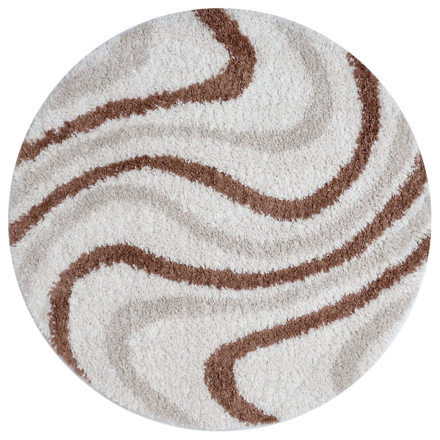 The Rugs Terracotta Moodi Wavy Round Shaggy Rug - 120cm