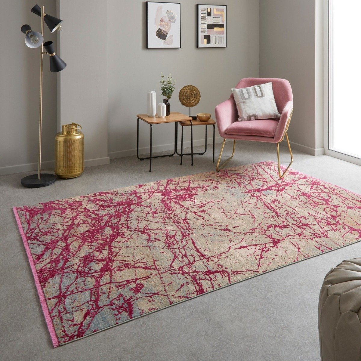 Mega Flooring Pink Kilim Abstract Rug - 240 x 340cm