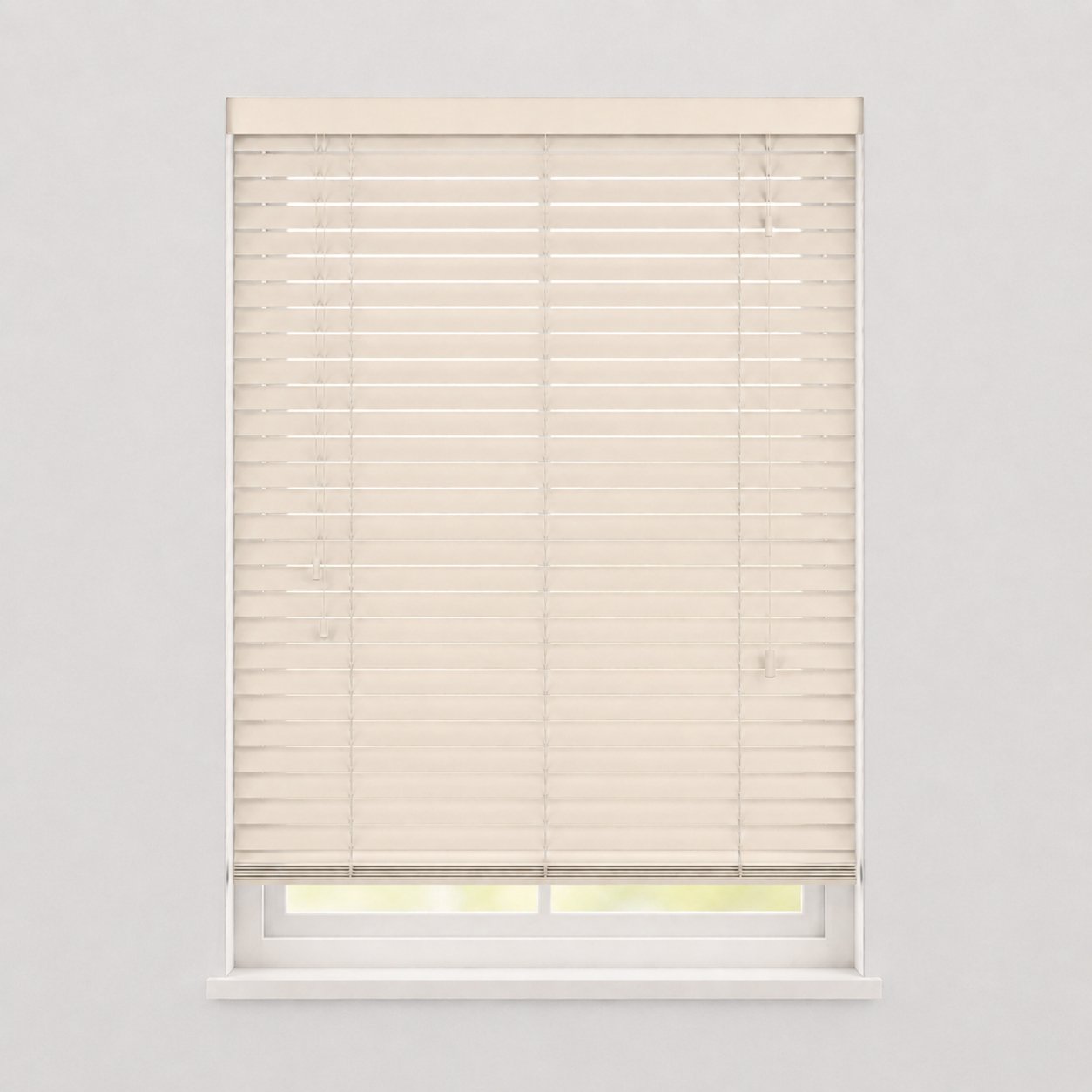 New Edge Blinds Cream Real Wood String Venetian Blind - 45cm x 120cm