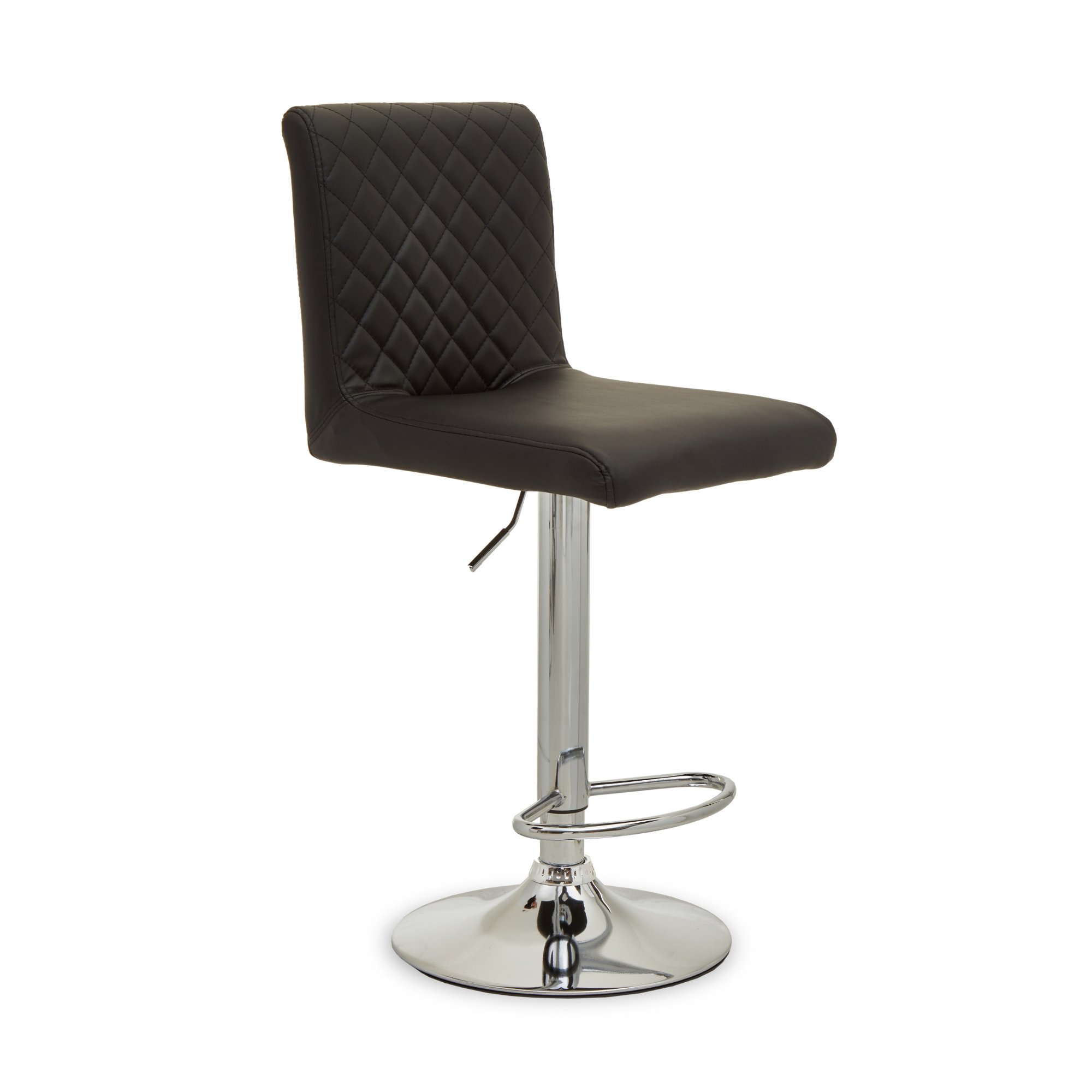 Orsina Baina Faux Leather Adjustable Swivel Bar Stool – Black & Chrome