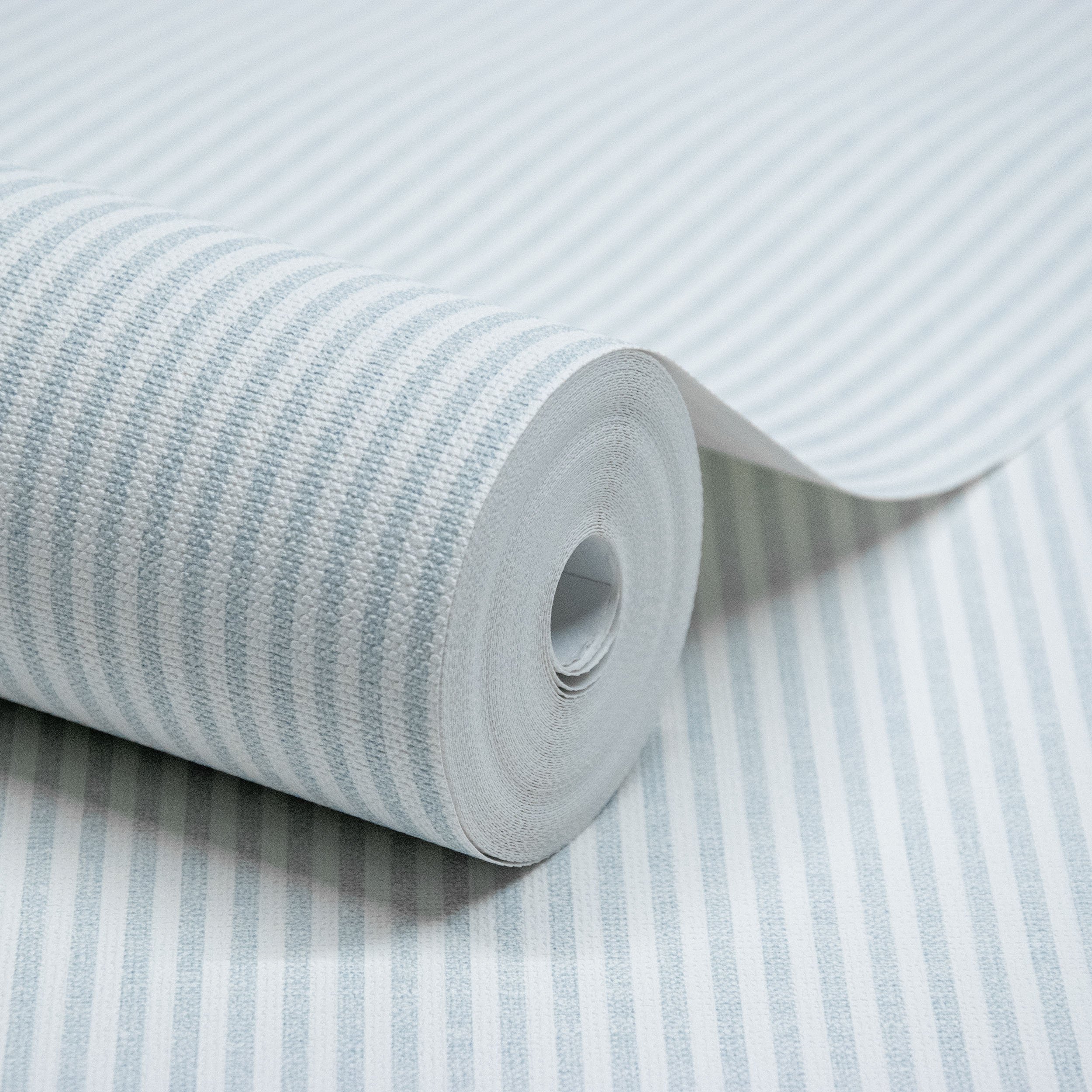 Grandeco Pinstripe Nursery Textured Wallpaper - Light Blue