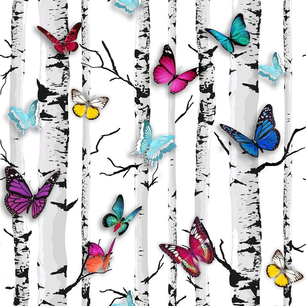 Muriva Emperor's Garden Butterfly Wallpaper - White
