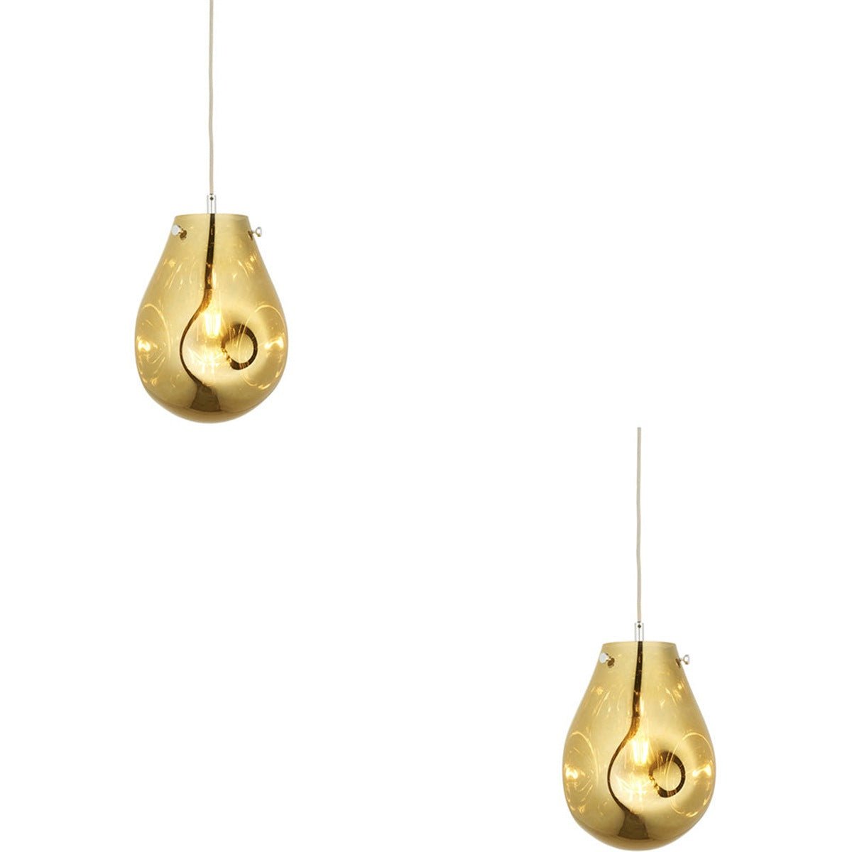 Loops Direct Set of 2 LED Glass Pendant Light - Gold