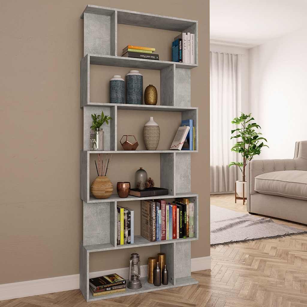 Walplus Engineered Wood Book Cabinet - Stone Grey - 80 x 24 x 192 cm