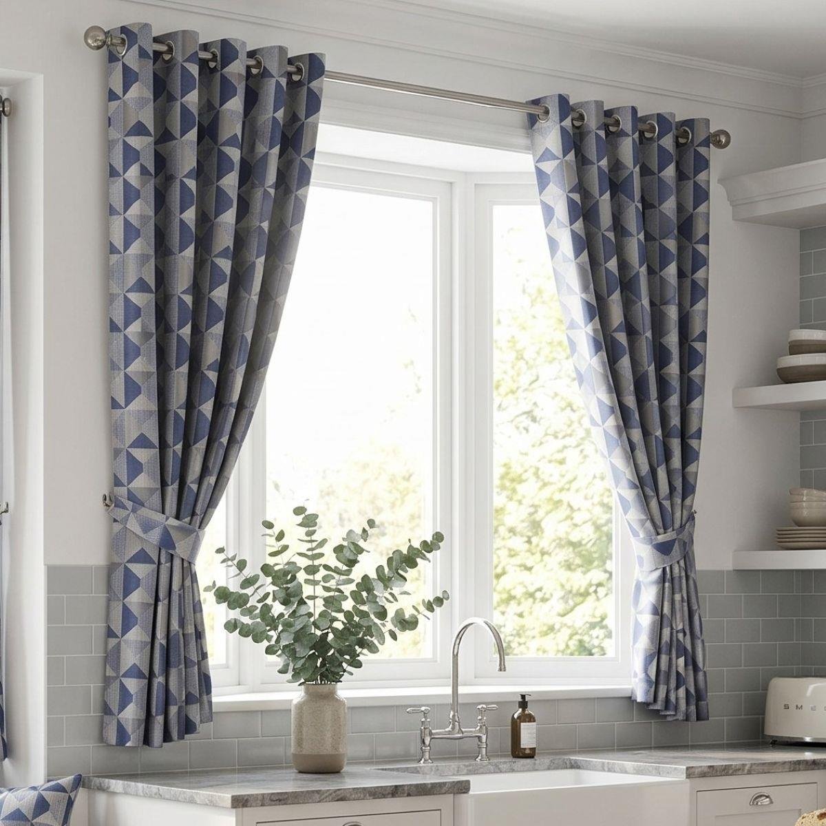 Luxury Living Nordic Lined Eyelet Curtains 117cm x 183cm - Blue