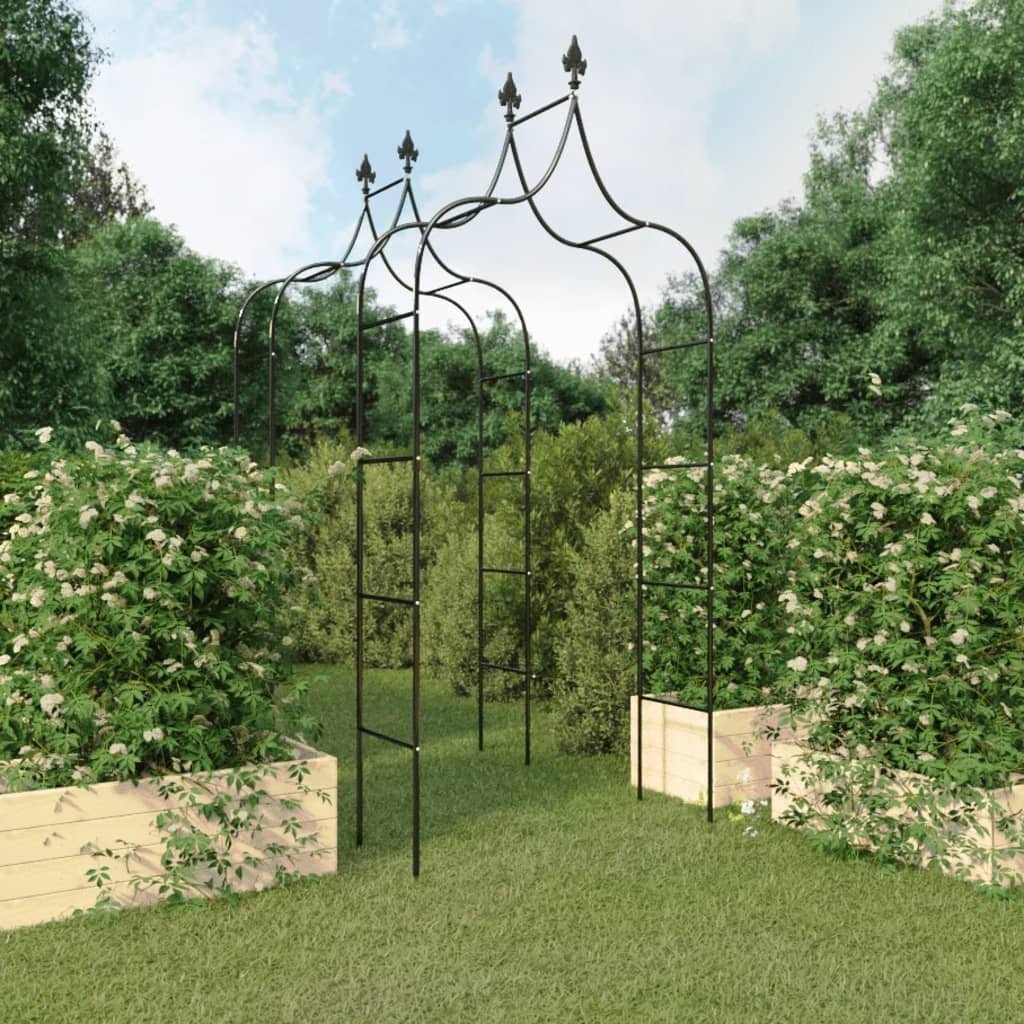 Walplus Pack of 2 Steel Garden Arches - Black - 120 x 38 x 260 cm