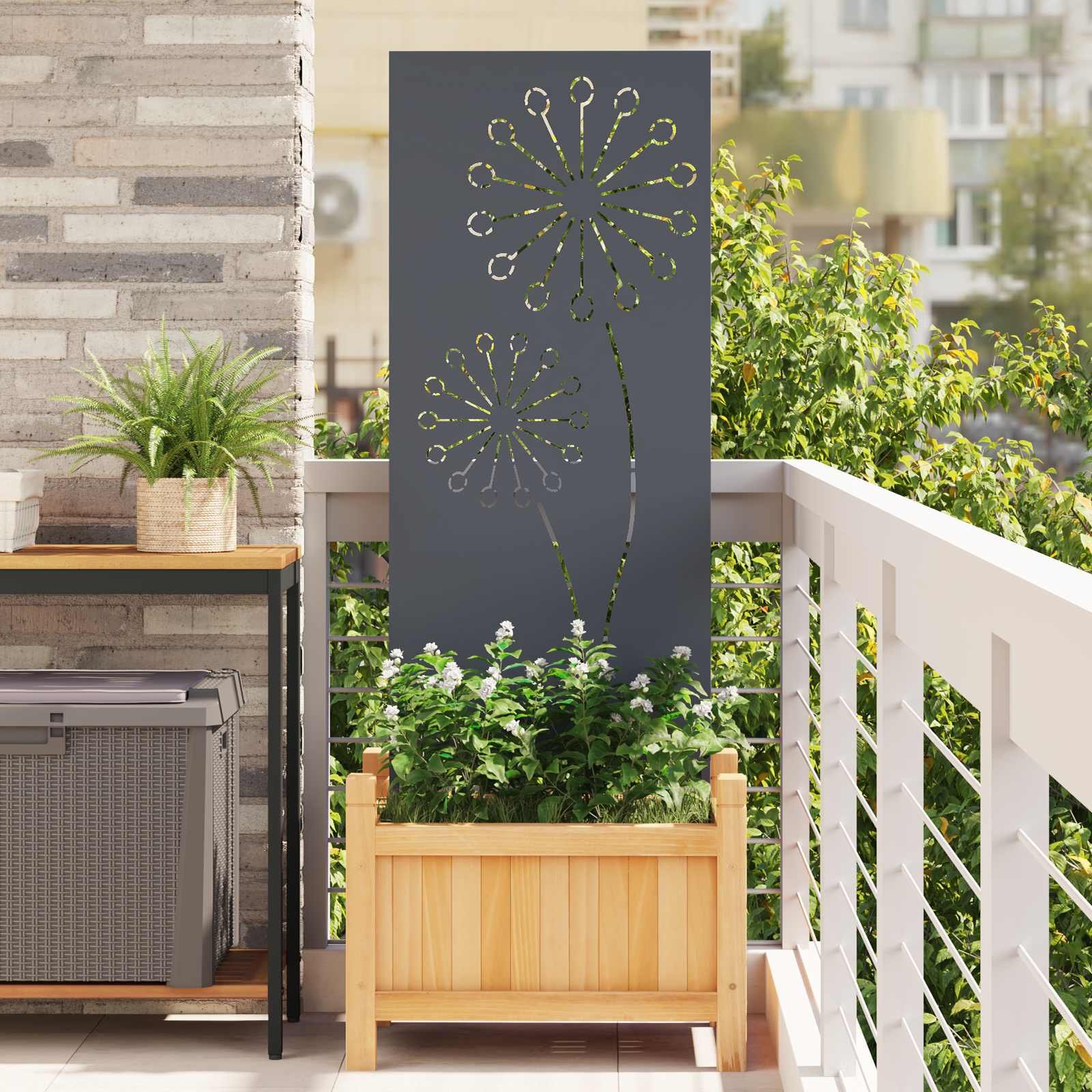 Walplus Bamboo Design Garden Privacy Screen - Anthracite - 50 x 1.7 x 140 cm