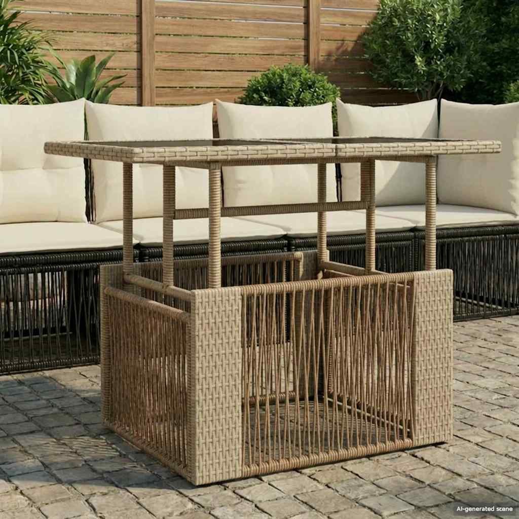 Walplus Rectangular Glass Table - Beige - 100 x 55 x 37 cm