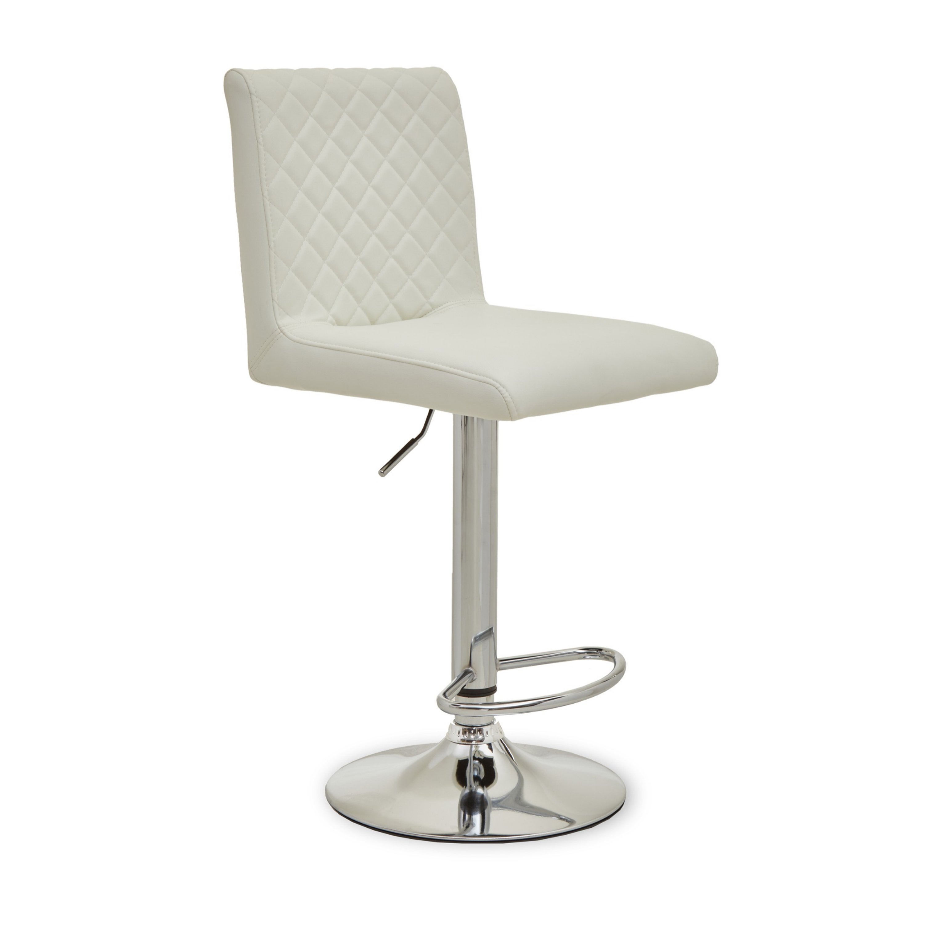 Orsina Baina Faux Leather Adjustable Swivel Bar Stool – White & Chrome