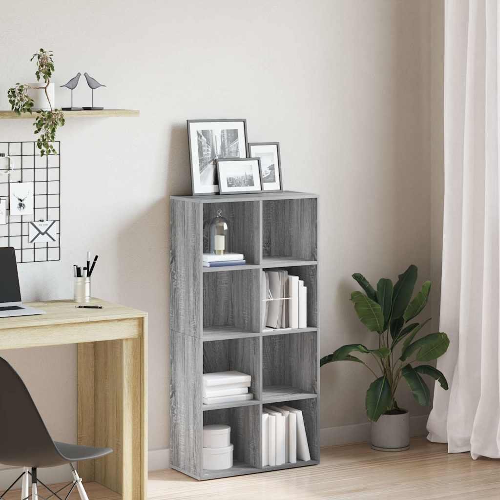 Walplus Engineered Wood Book Cabinet - Grey and Oak - 66 x 30 x 130 cm