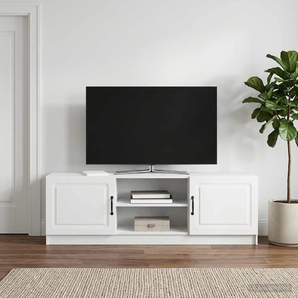 Walplus Engineered Wood TV Cabinet Open Shelf - White - 150 x 31 x 47 cm