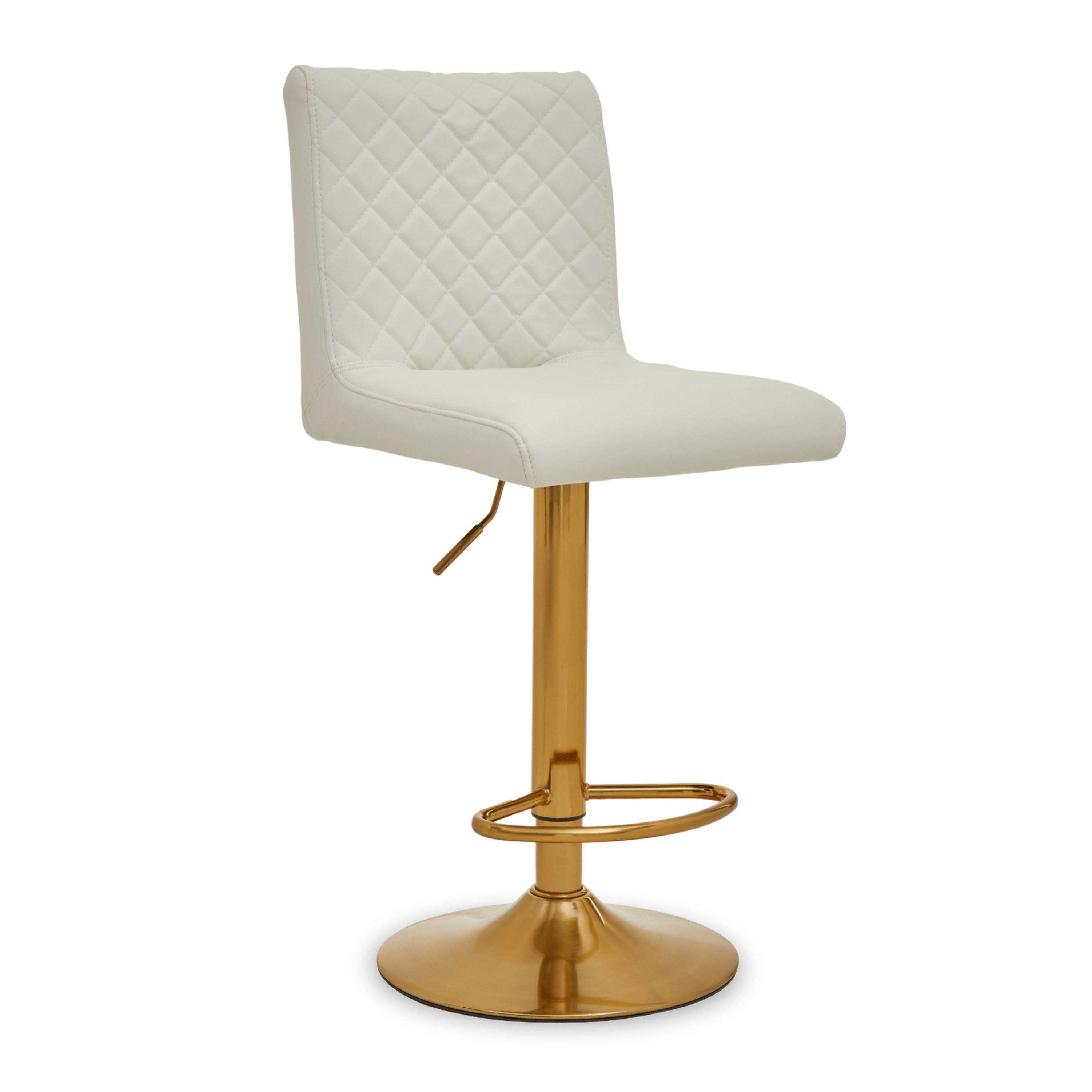 Orsina Baina Faux Leather Swivel Bar Stool – White & Gold