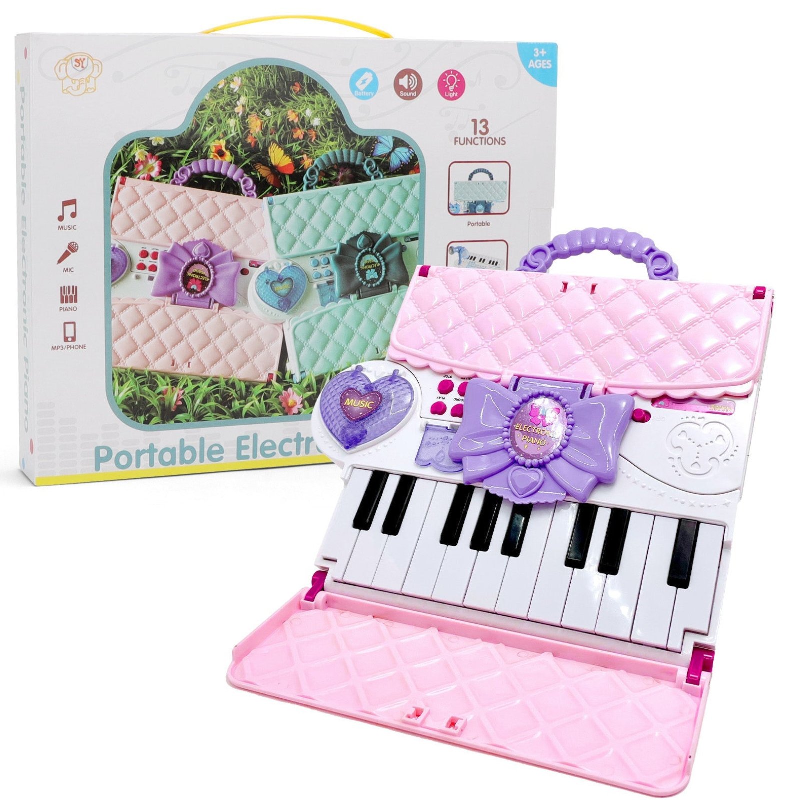 deAO 40 Key Folding Piano Keyboard Toy - Pink