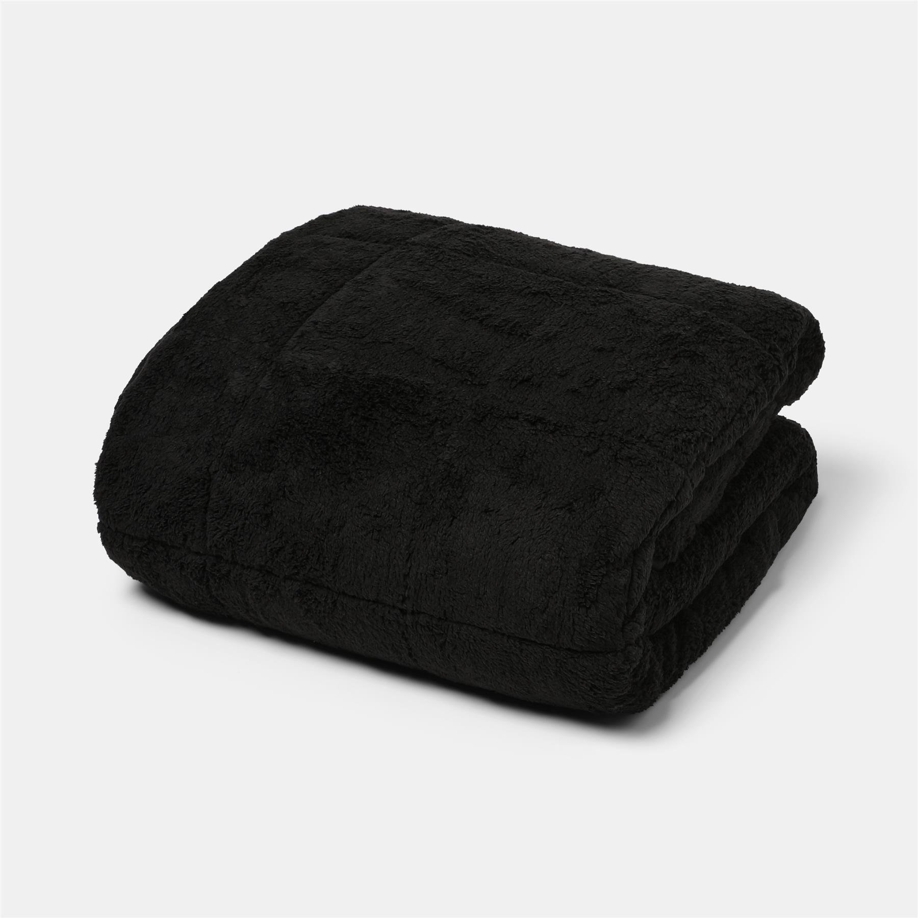 OHS Teddy Fleece 6kg Weighted Blanket - 125x180cm - Black