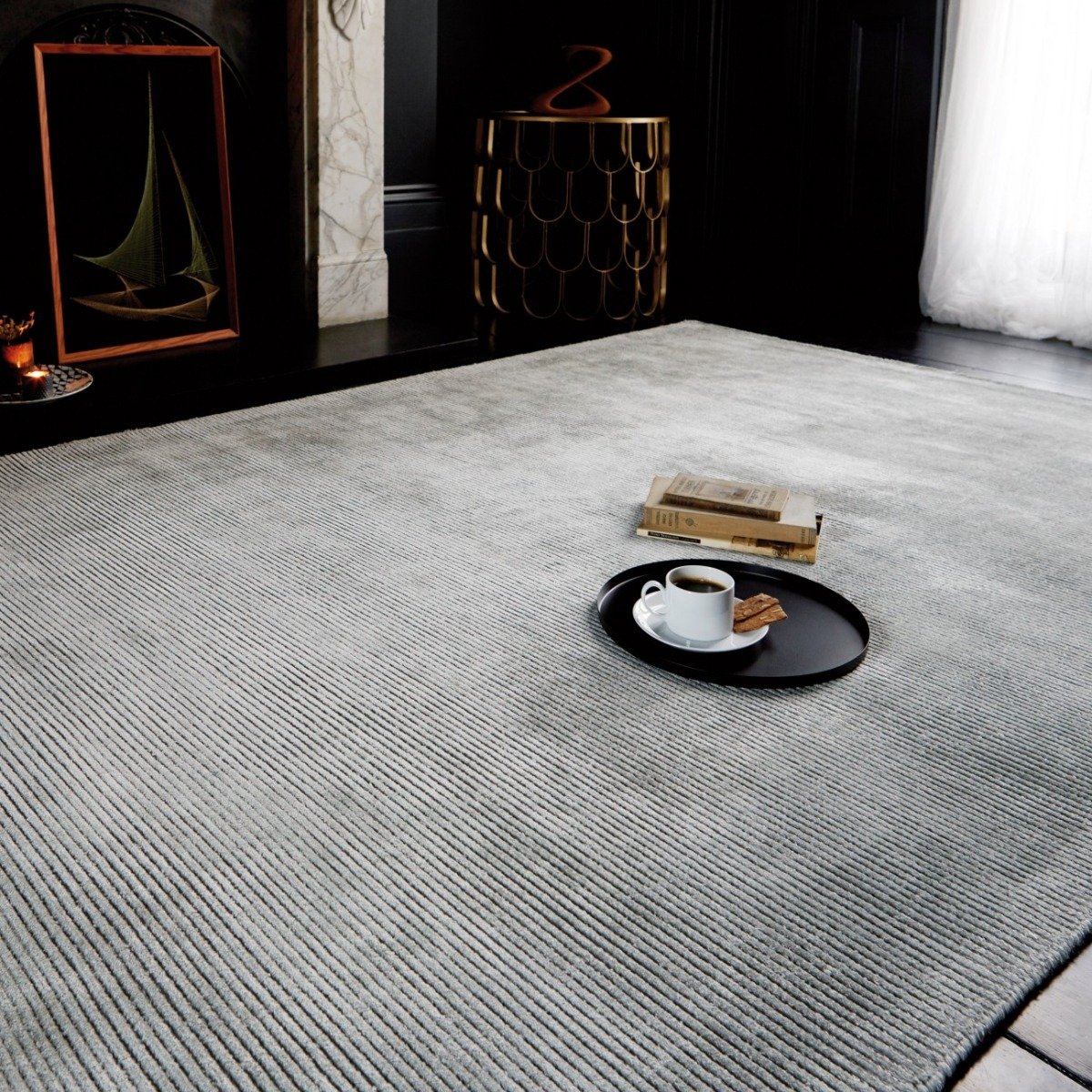 Mega Flooring Silver Modern Plain Rug - 100 x 150cm