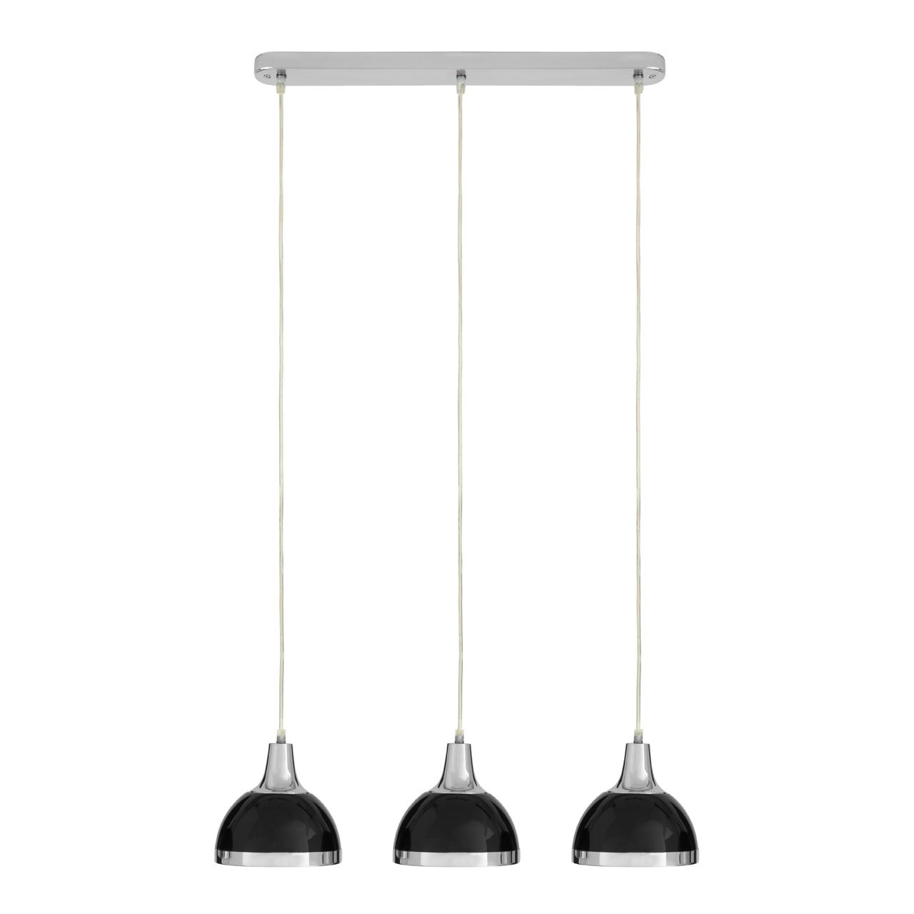 Orsina Jasper 3 Light Metal Pendant Light - Black and Chrome