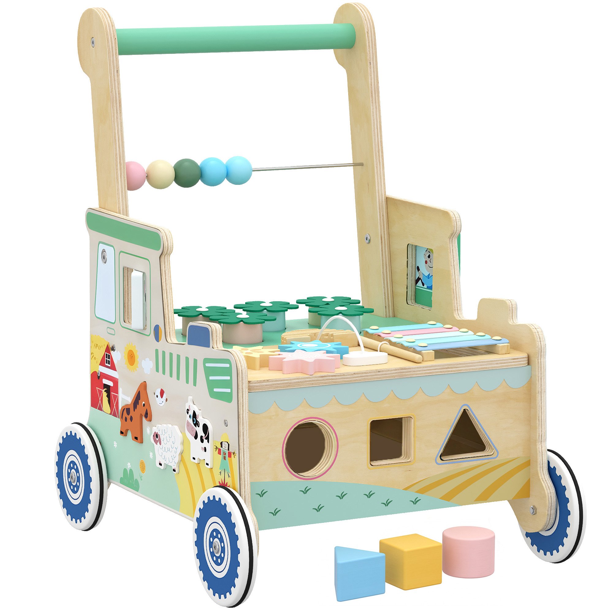 AIYAPLAY 1 to 3 Years Wooden Activity Baby Walker – Green