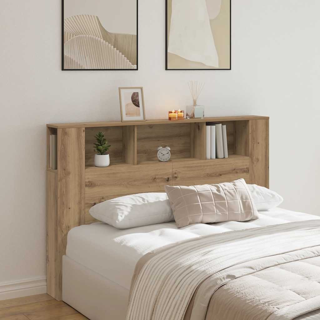 Walplus Engineered Wood Headboard Cabinet - Oak - 160 x 18.5 x 103.5 cm