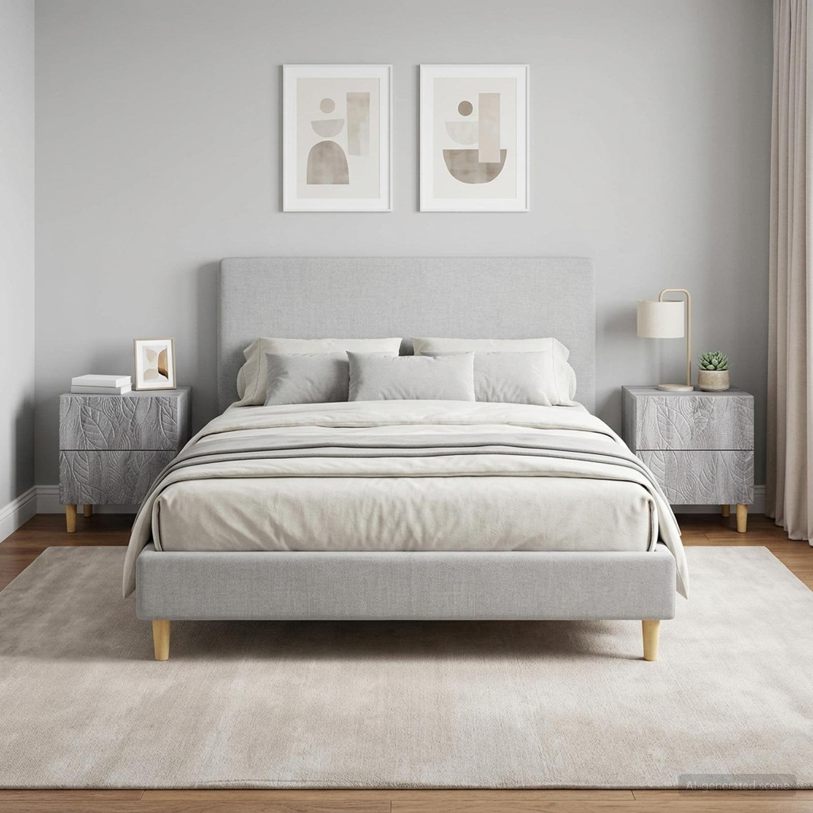 Walplus Pack of 2 Bedside Table - Grey Sonoma - 43 x 34.5 x 48 cm