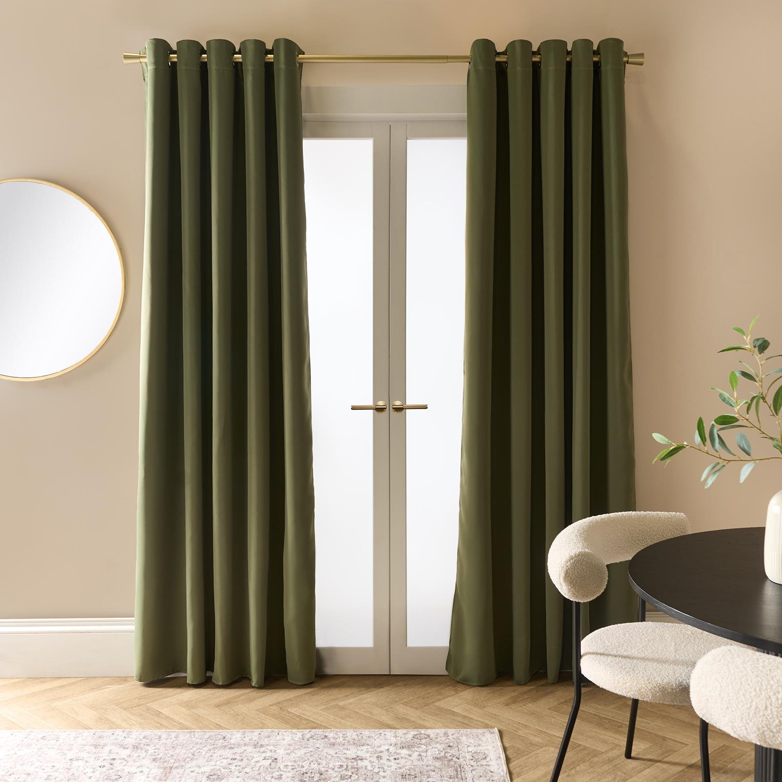 OHS Essentials Plain Eyelet Blackout Curtains 168 x 229cm - Olive
