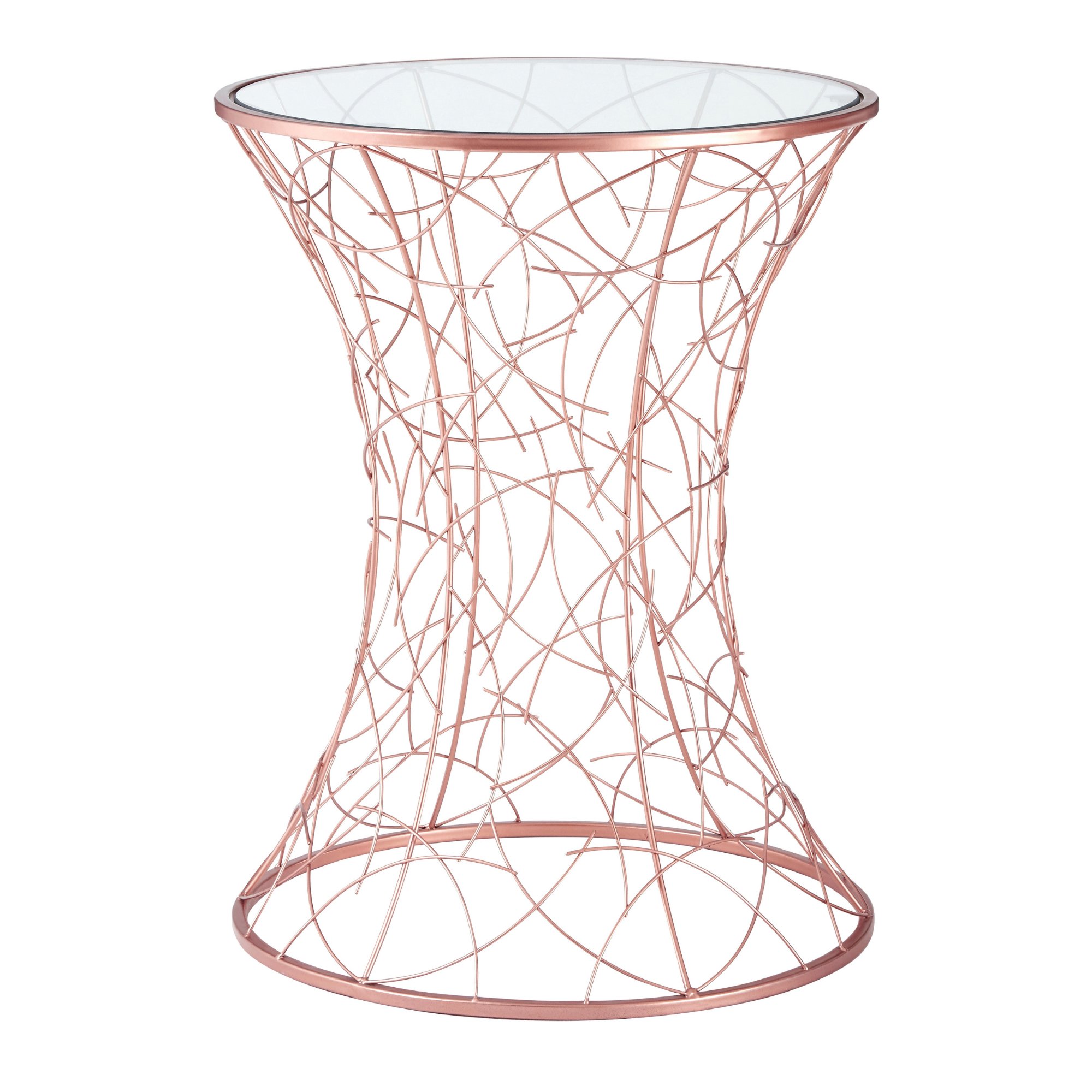 Orsina Glass Hourglass Side Table – Gold