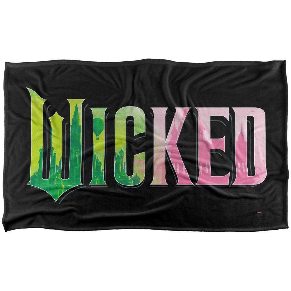 Wicked Pink And Green Logo Soft Touch Blanket - 147cm x 91cm