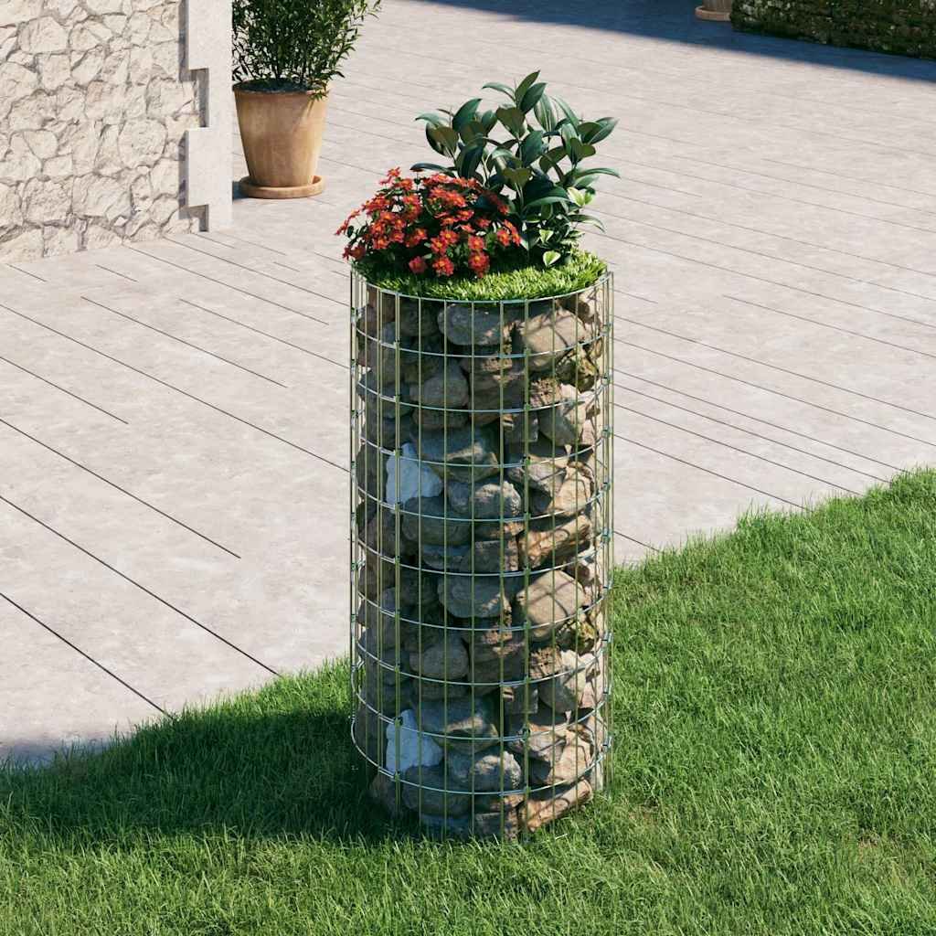 Walplus Galvanised Steel Circular Gabion Pole - Silver - 50 x 100 cm