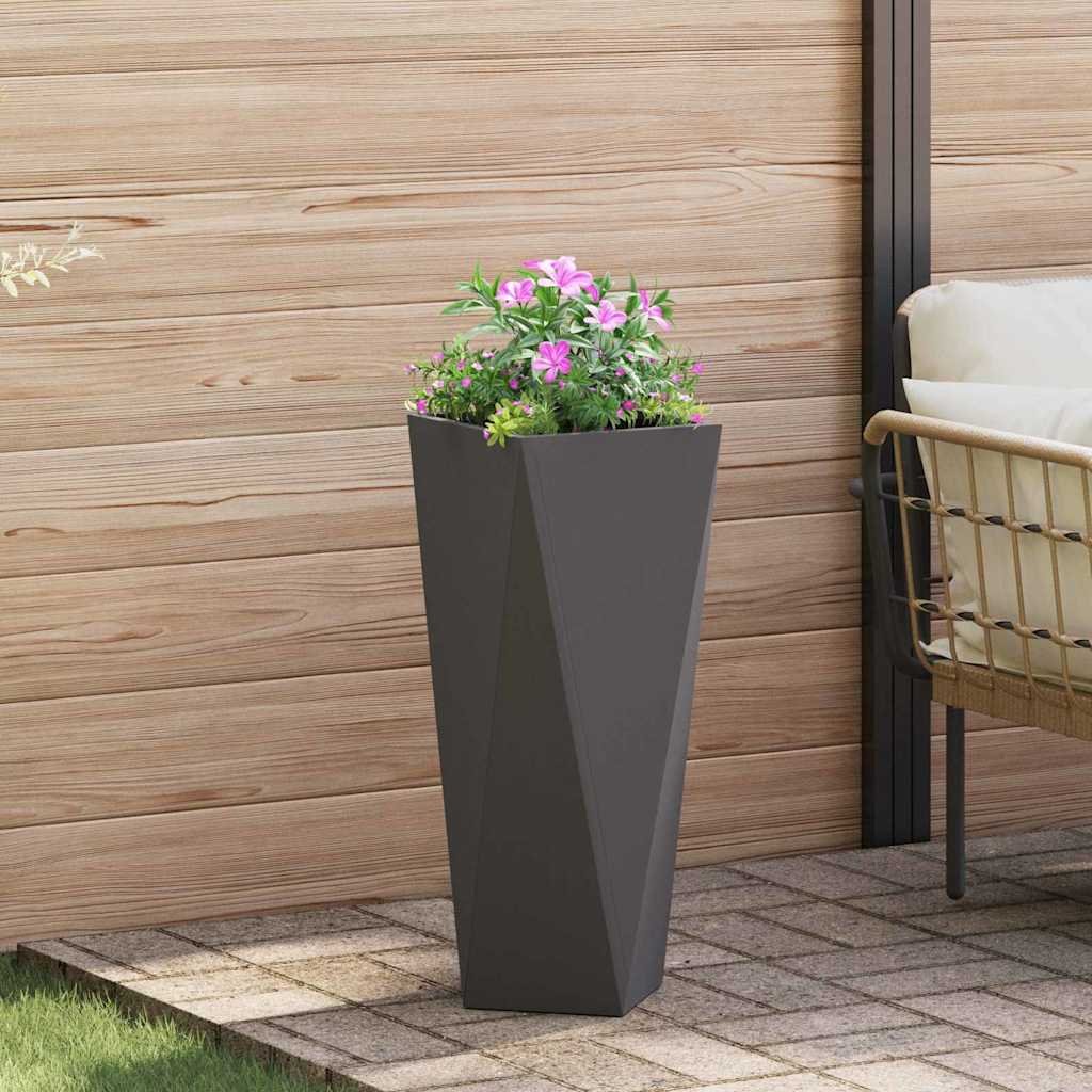 Walplus Steel Garden Planter - Black - 30 x 30 x 75 cm
