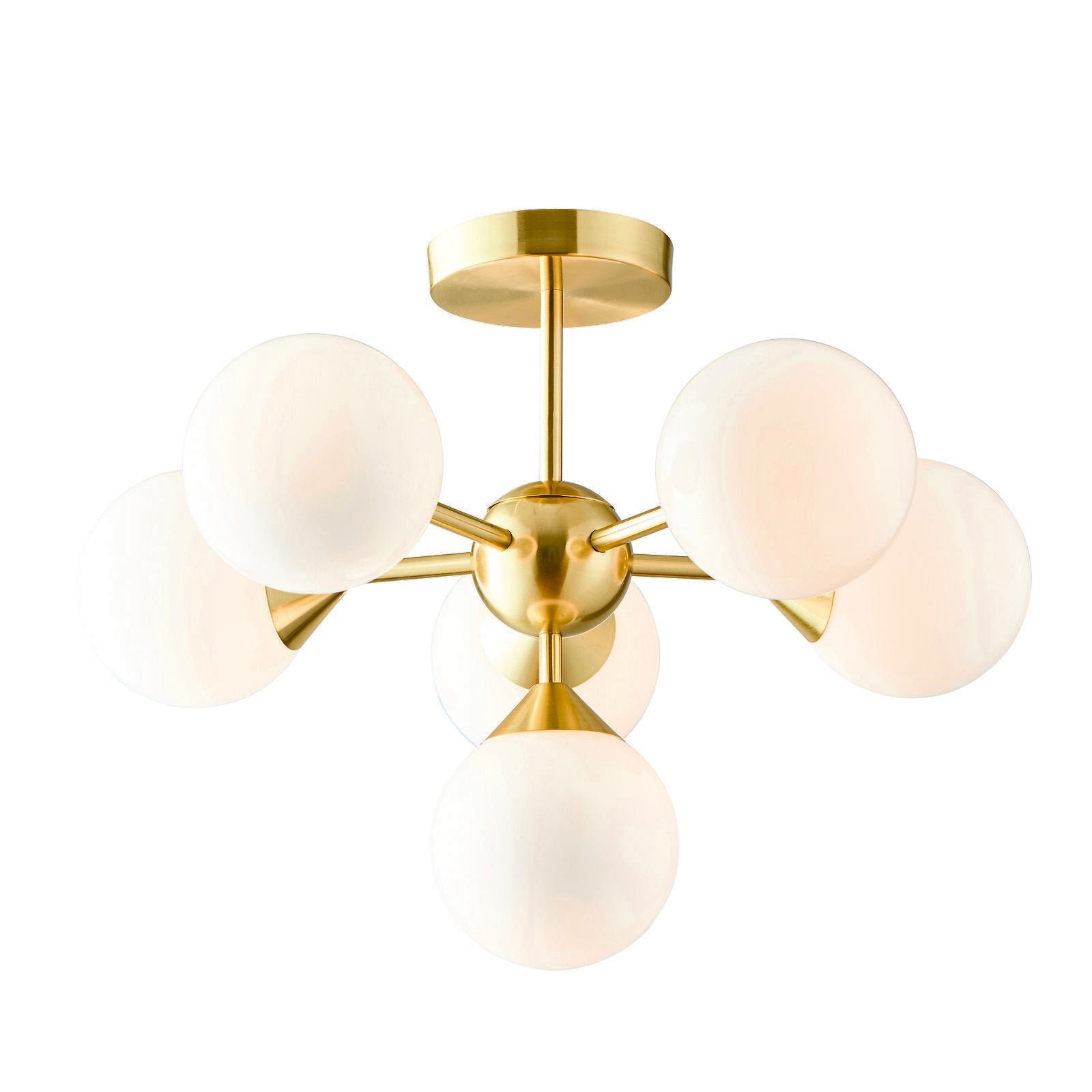 Loops Direct 49.8cm Diameter Semi Flush Ceiling Light - Satin Brass