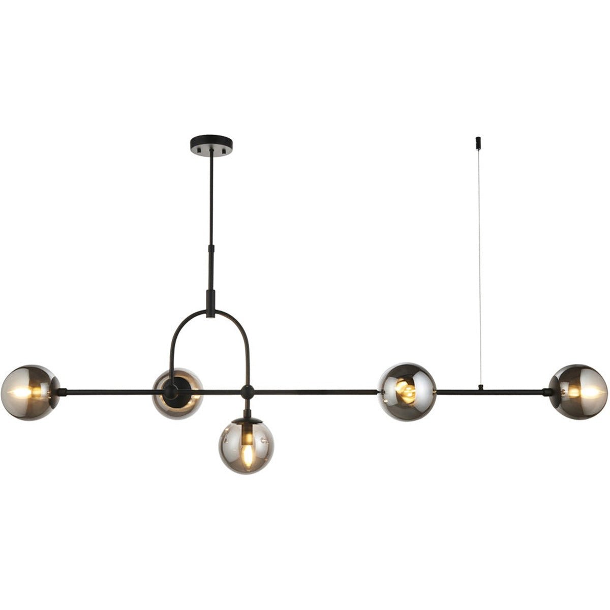 Loops Direct Steel and Glass Hanging Ceiling Bar Pendant Light - Matt Black