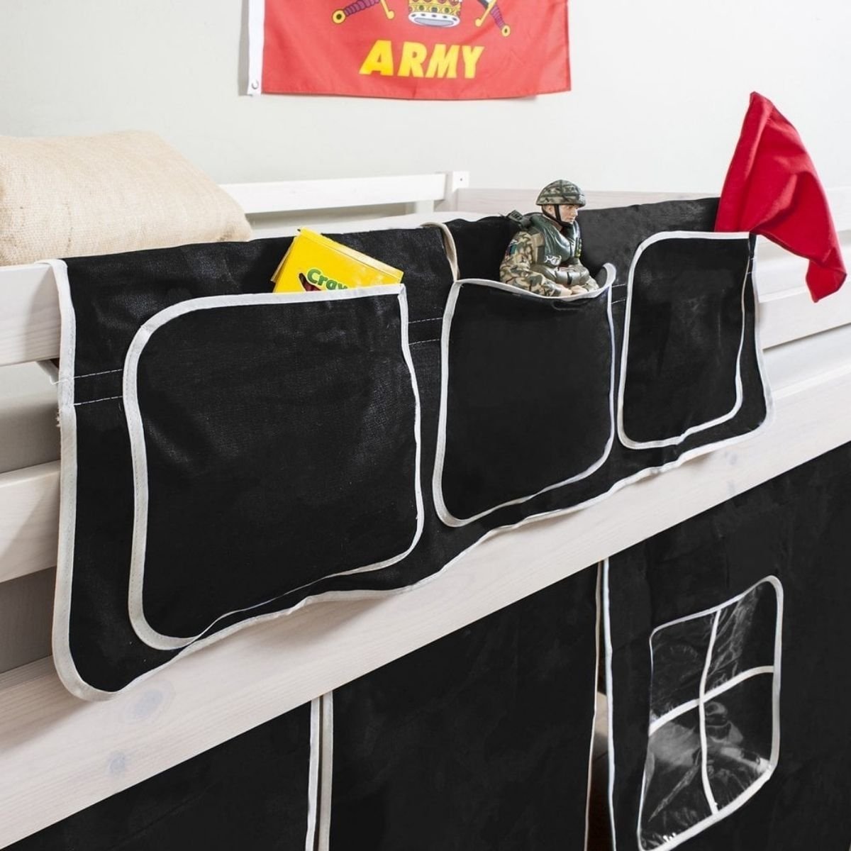 Noa & Nani Kids Bed Tidy Pocket Organiser in Pirates Design - Black