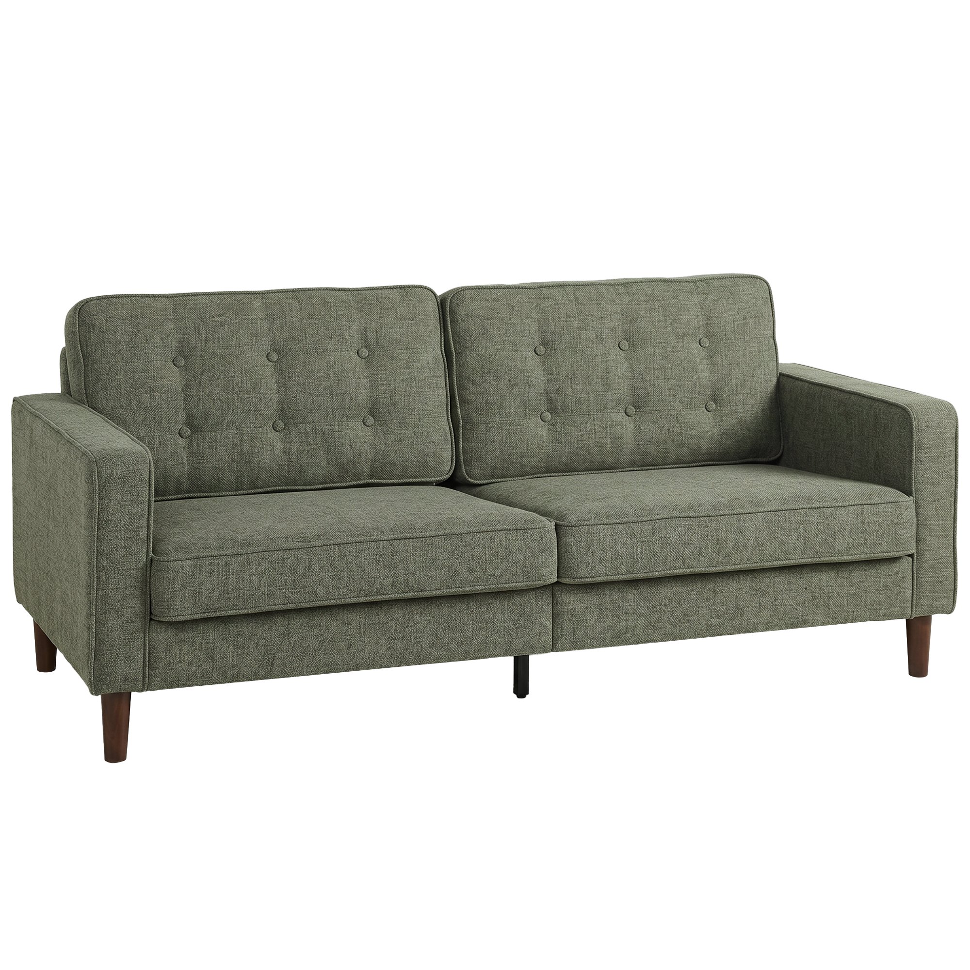 HOMCOM 3 Seater Velvet Feel Fabric Upholstered Sofa - Green