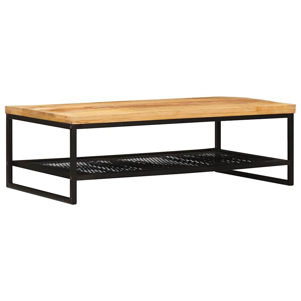 Walplus Solid Mango Wood Coffee Table - Black and Brown - 110 x 55 x 35 cm