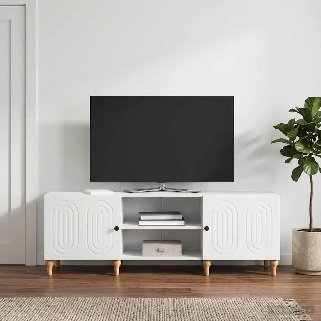 Walplus Engineered Wood TV Cabinet Open Shelf - White - 150 x 31 x 50 cm