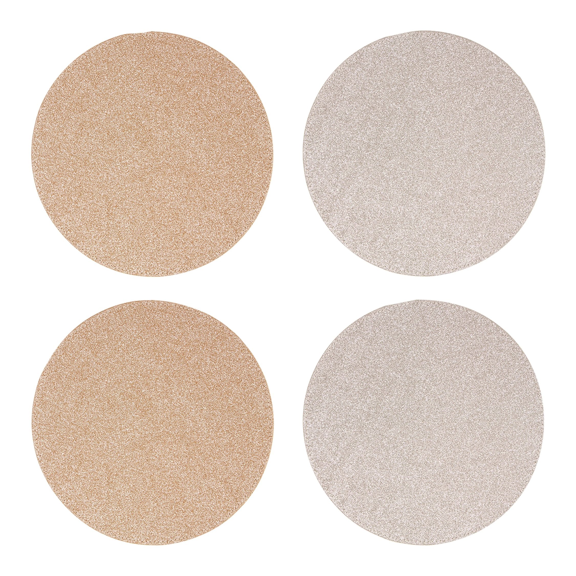 Orsina Geome Set Of 4 Reversible Glitter Placemats - Gold And Silver