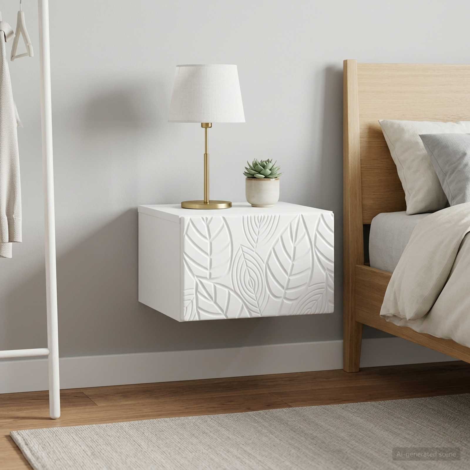 Walplus Pack of 2 Engineered Wood Bedside Cabinet - White - 34.5 x 33 x 20 cm
