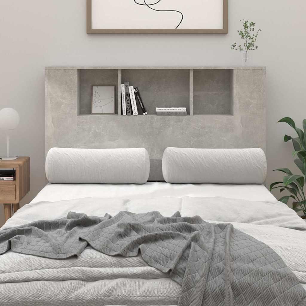 Walplus Wood Headboard Cabinet - Granite Grey - 120 x 18.5 x 102.5 cm