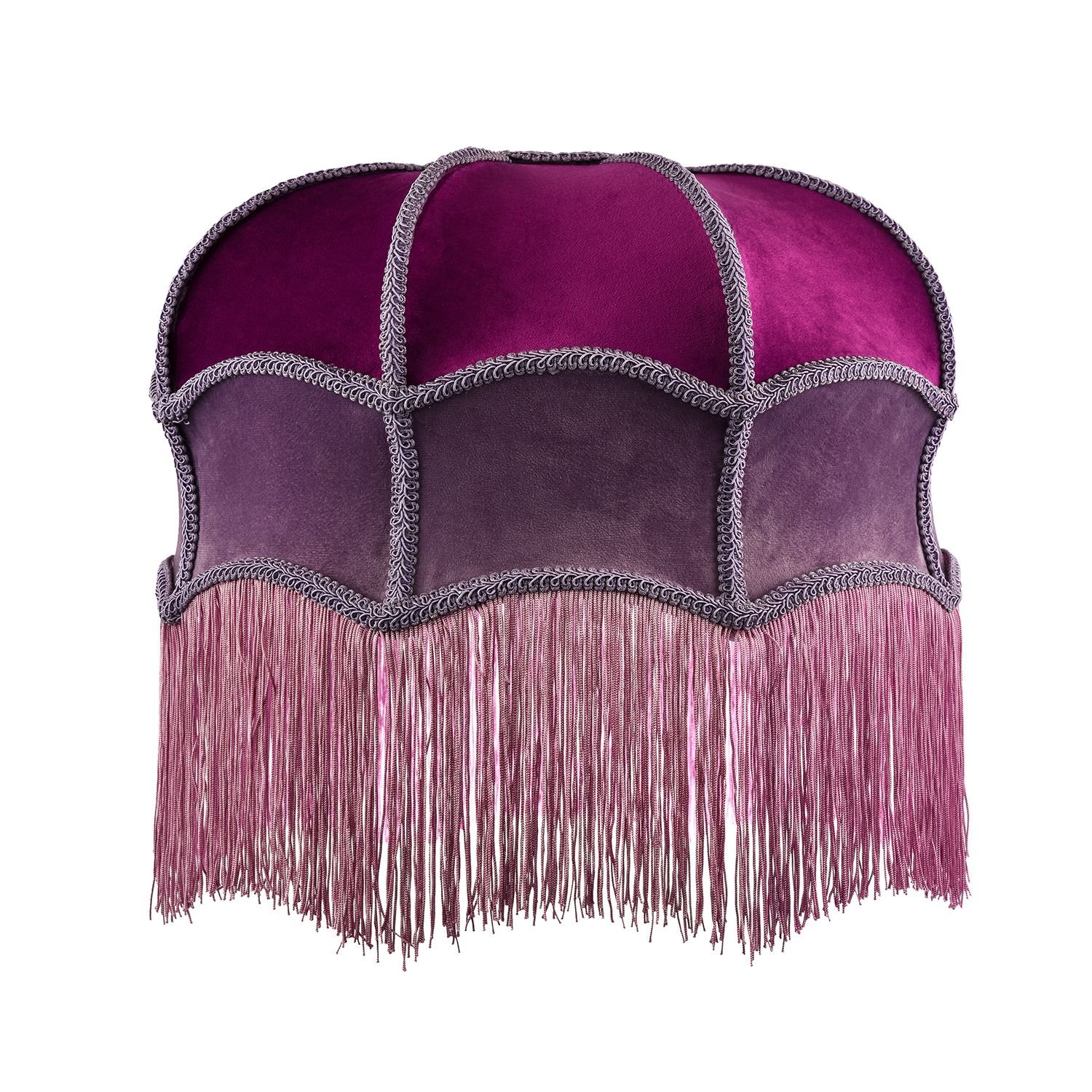 Happy Homewares Double Tier Lilac and Purple Velvet Victorian Lampshade - 40cm
