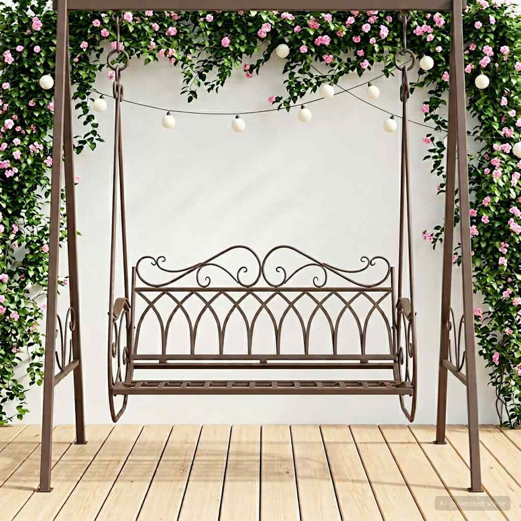 Walplus Steel Swing Bench Antique - Antique Brown - 112 x 60 x 126.5 cm