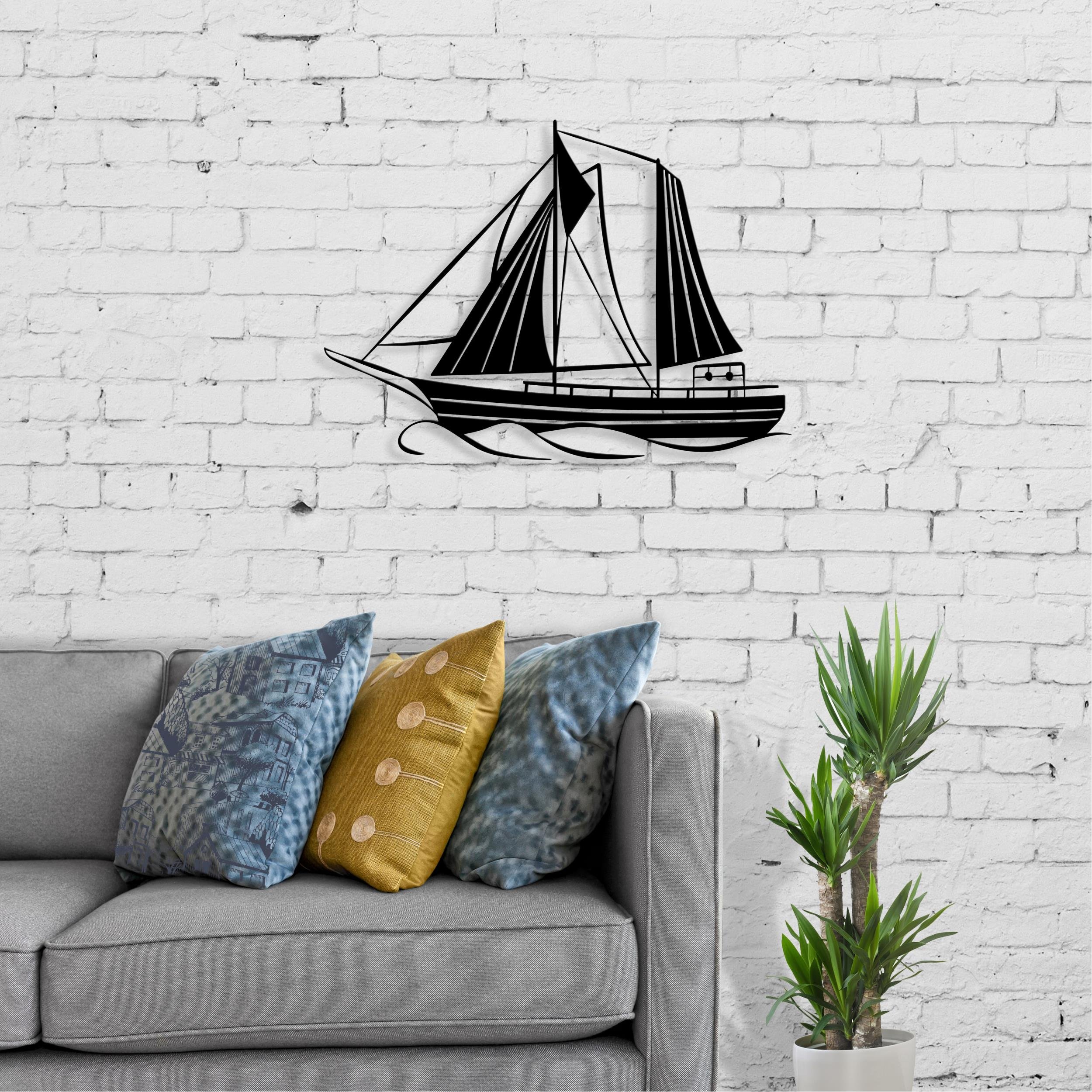 Decortie Metal Wall Art Sail Metal Hanging Decoration - black