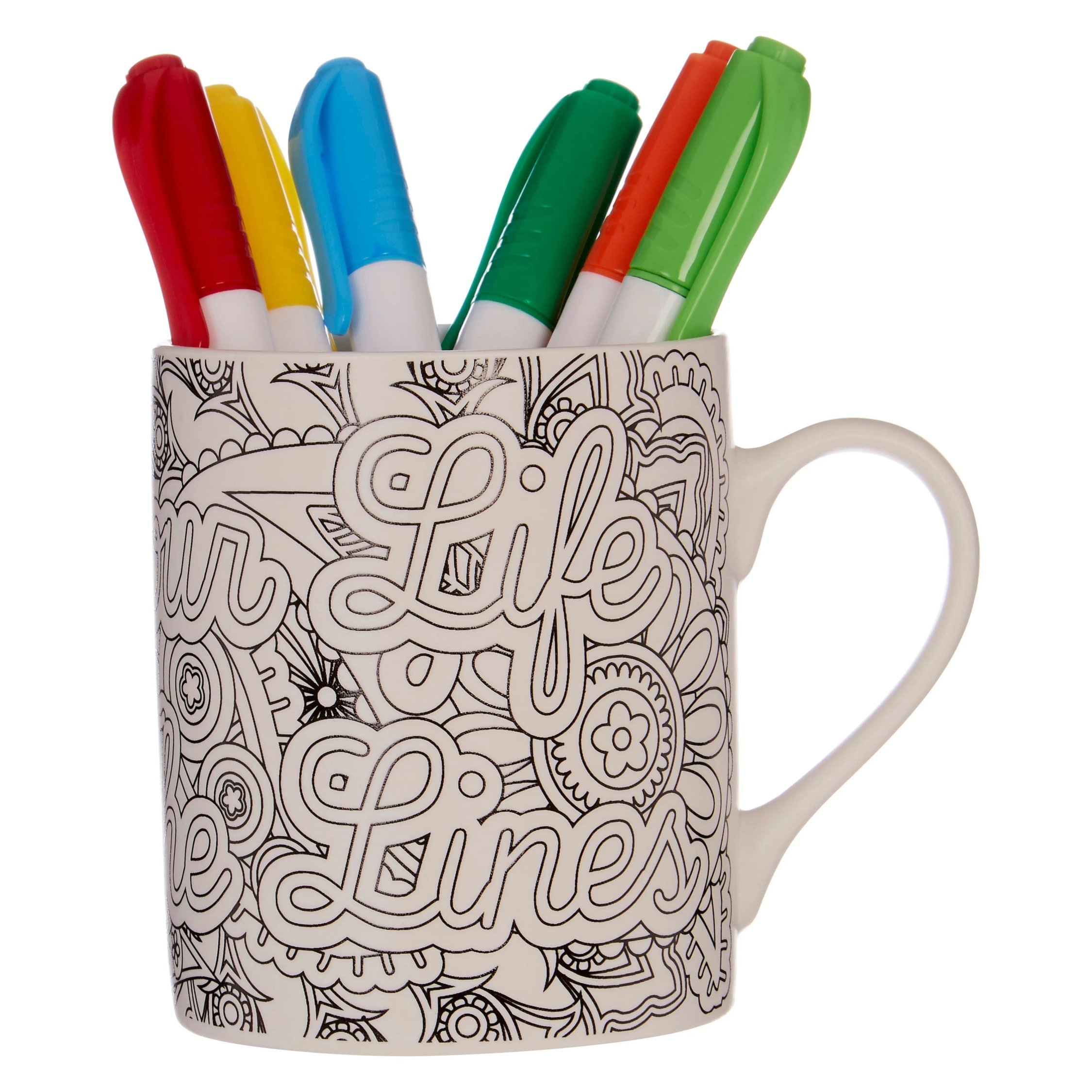Orsina Colour Your Life Outside the Lines Colour-In Mug – Black and White