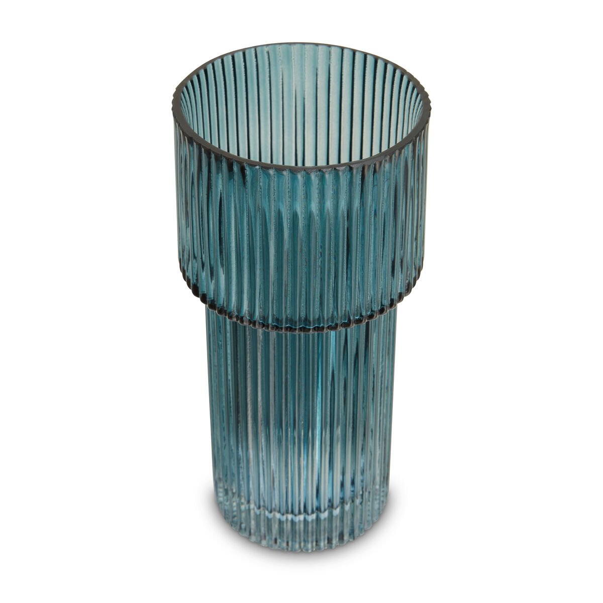 Orsina Esma Small Ribbed Glass Vase - Blue
