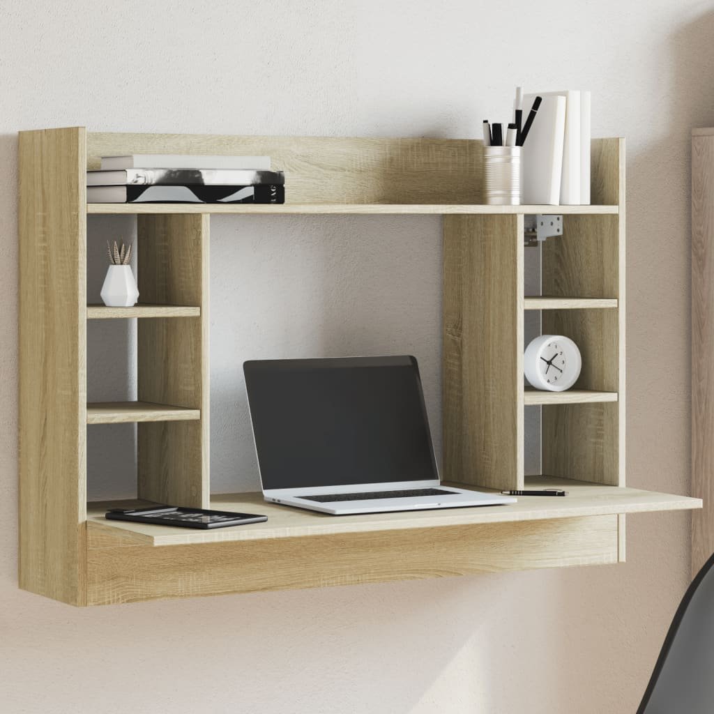 Walplus Engineered Wood Wall Mounted Desk - Light Oak - 105 x 48 x 75 cm
