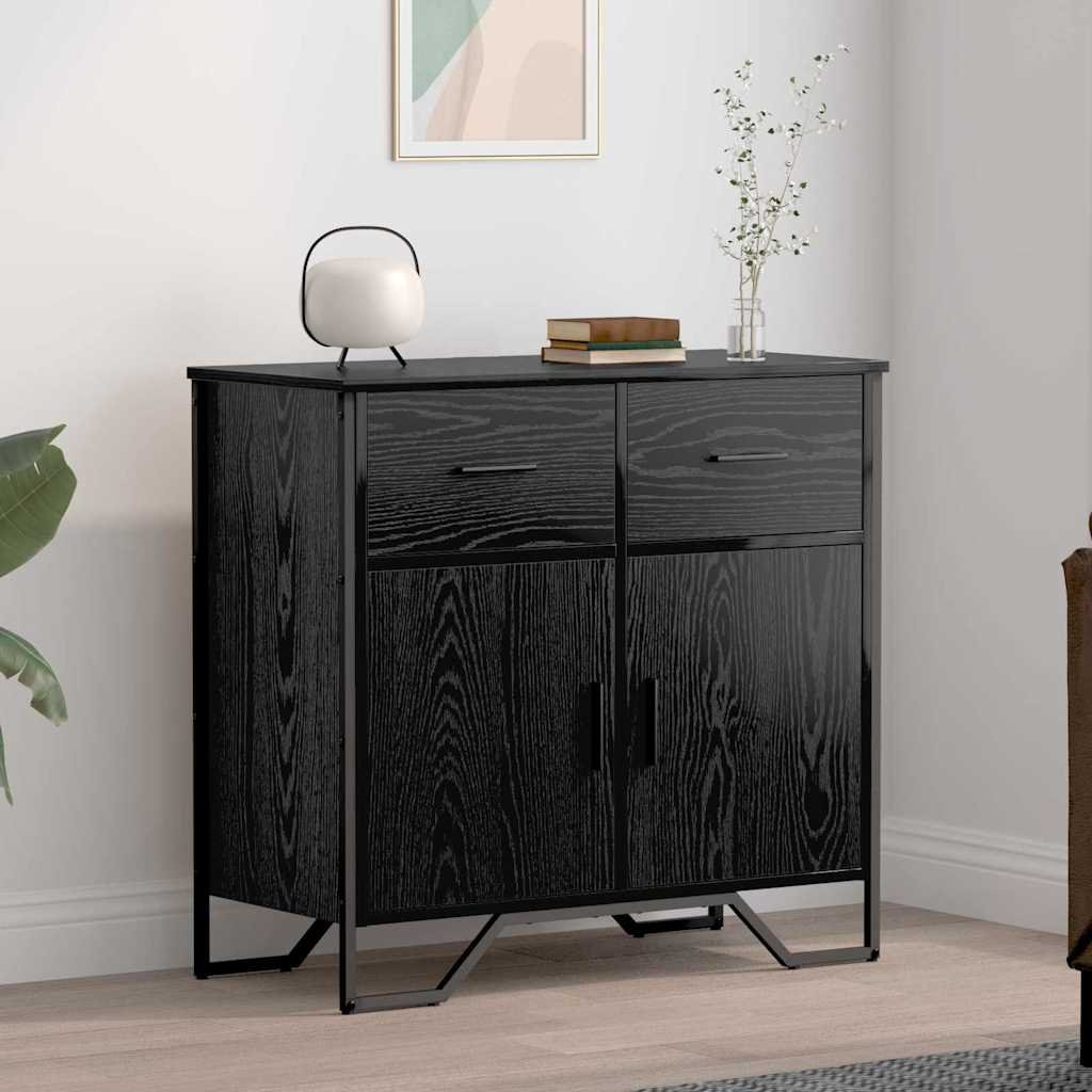 Walplus 2 Drawer Rectangular Sideboard - Black Oak - 79.5 x 35.5 x 74.5 cm