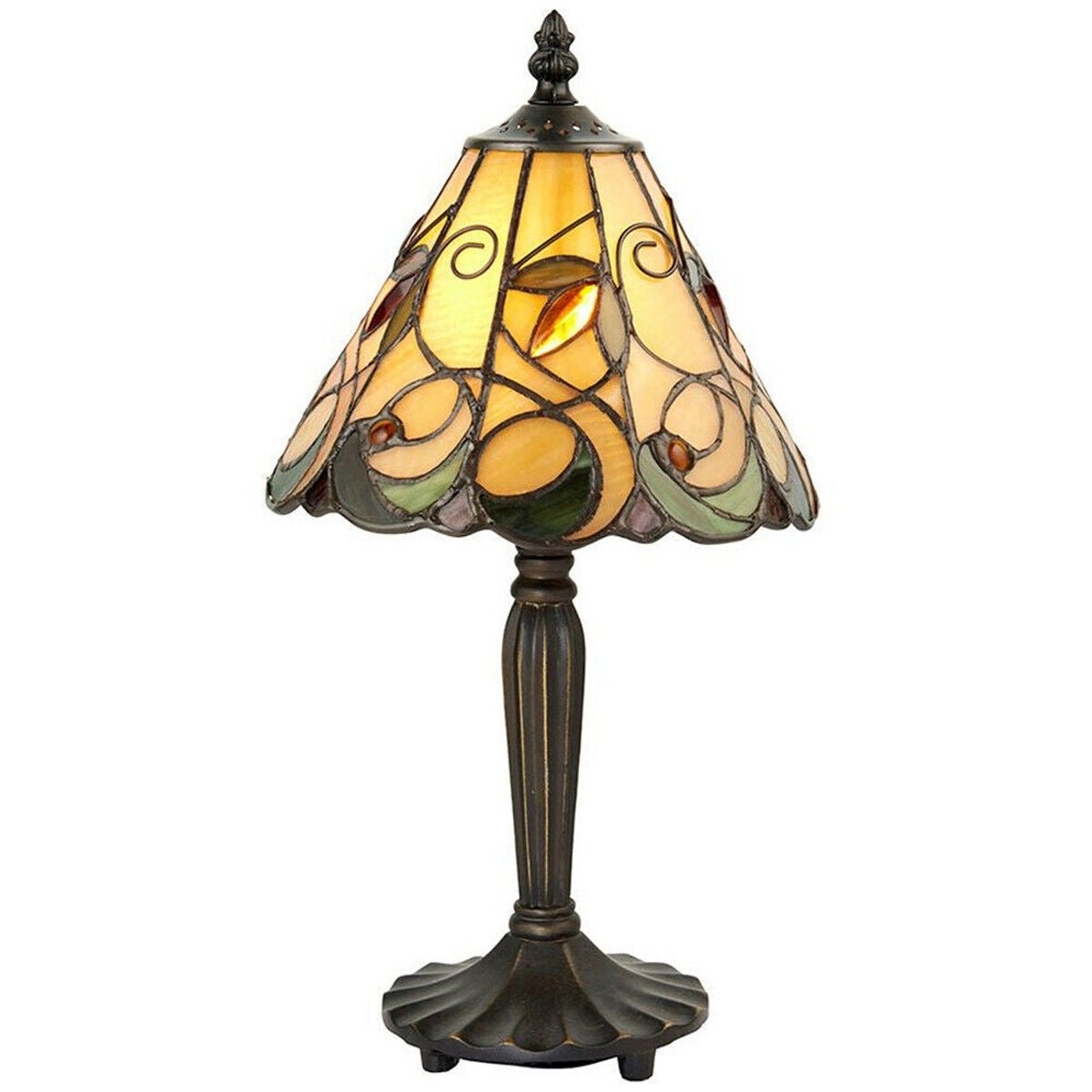Loops Direct Glass and Polyester Resin Table Lamp - Dark Bronze and Amber