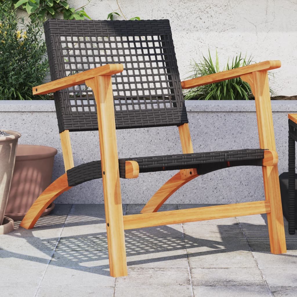 Walplus 2 Piece Acacia Wood Outdoor Furniture Set - Black - 63 x 79 x 76 cm