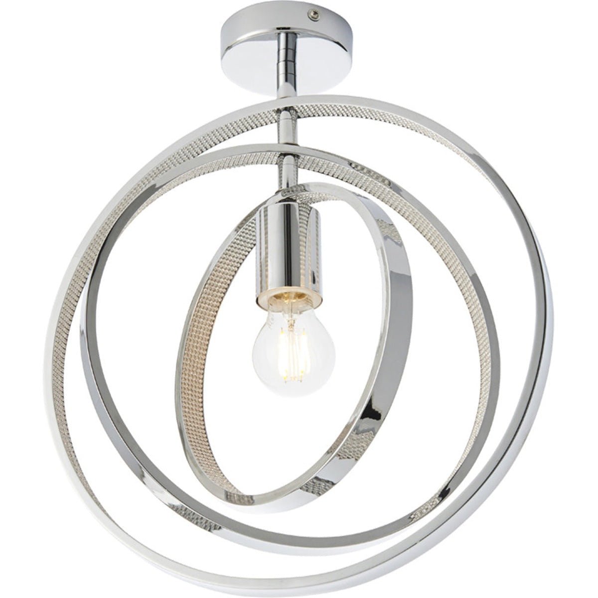 Loops Direct Steel and Acrylic Semi Flush Ceiling Pendant - Chrome Plate